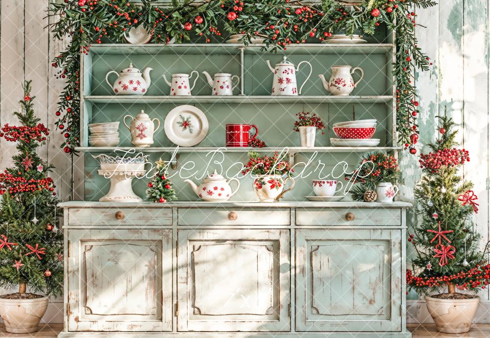 Kate Christmas Sunshine Green Cabinets Backdrop Designed by Emetselch -UK