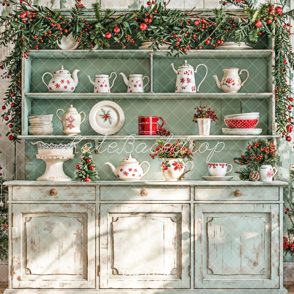 Kate Christmas Sunshine Green Cabinets Backdrop Designed by Emetselch -UK