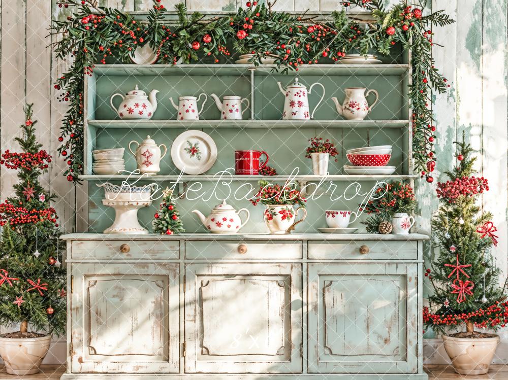 Kate Christmas Sunshine Green Cabinets Backdrop Designed by Emetselch -UK