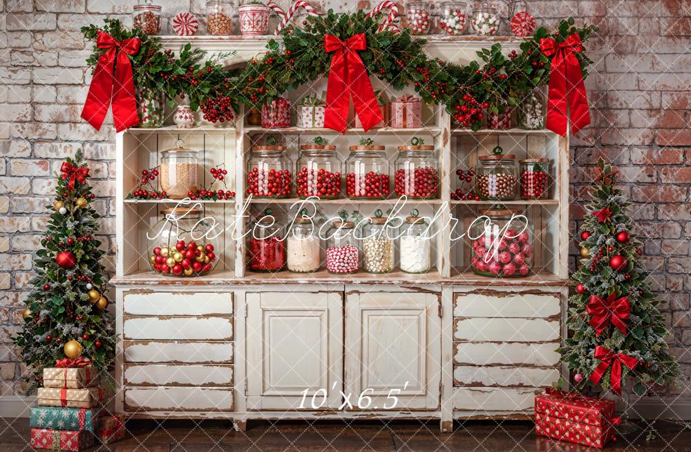 Kate Christmas Brick Wall White Cabinets Backdrop Designed by Emetselch -UK