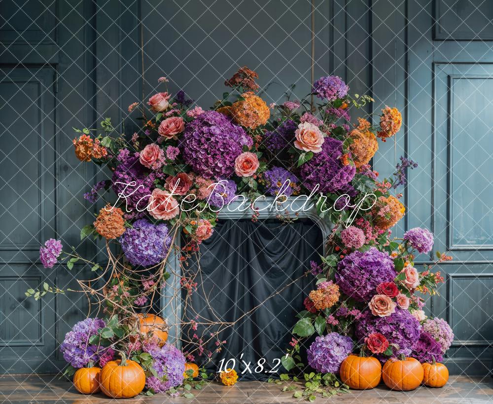 On Sale Kate Autumn Flower Arch Blue Vintage Wall Backdrop Designed by Emetselch -UK