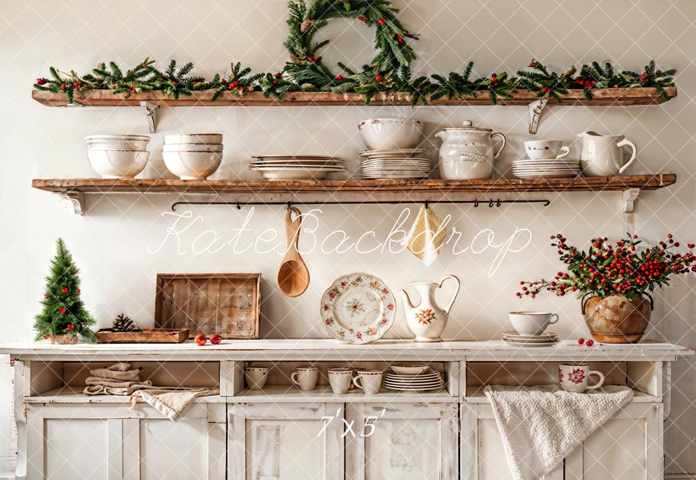 Kate Christmas Kitchen White Cabinet Backdrop Designed by Emetselch -UK