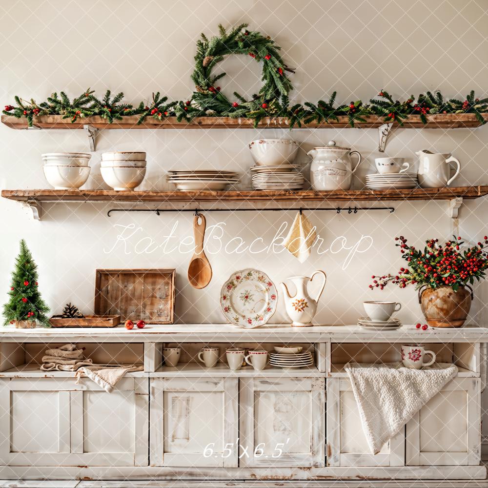 Kate Christmas Kitchen White Cabinet Backdrop Designed by Emetselch -UK