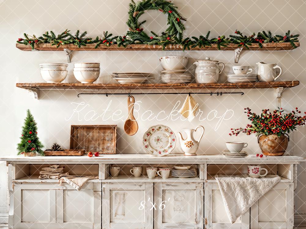 Kate Christmas Kitchen White Cabinet Backdrop Designed by Emetselch -UK