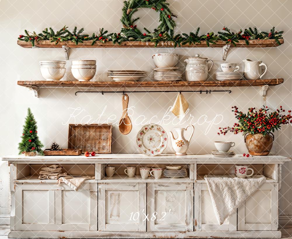 Kate Christmas Kitchen White Cabinet Backdrop Designed by Emetselch -UK