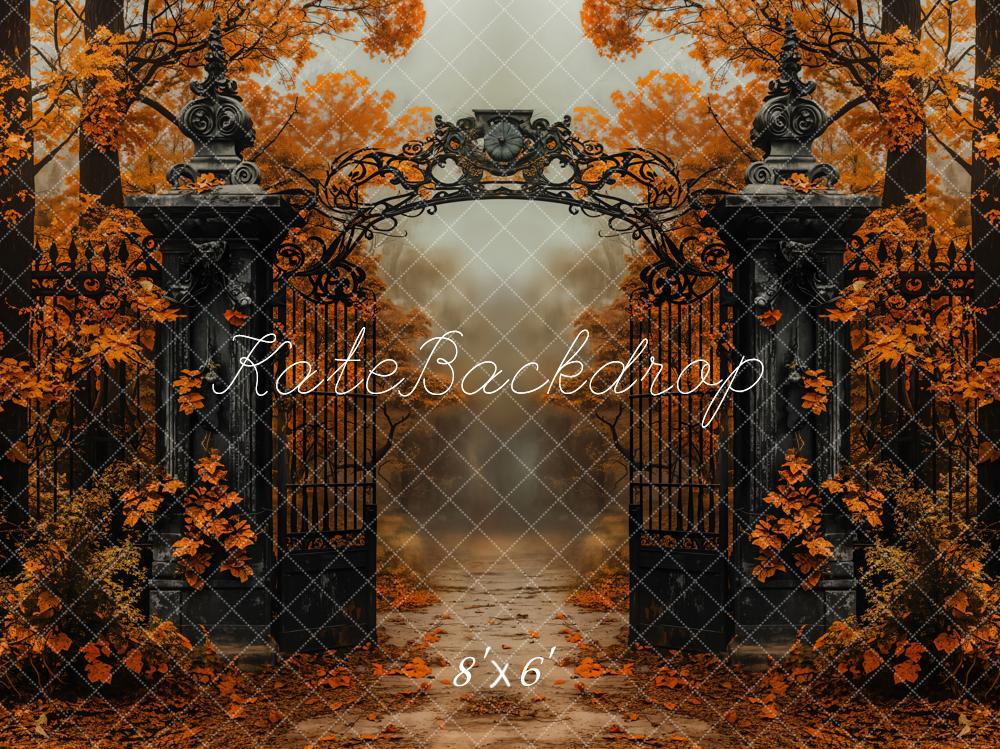 Kate Autumn Black Vintage Gate Maple Trees Backdrop Designed by Emetselch -UK