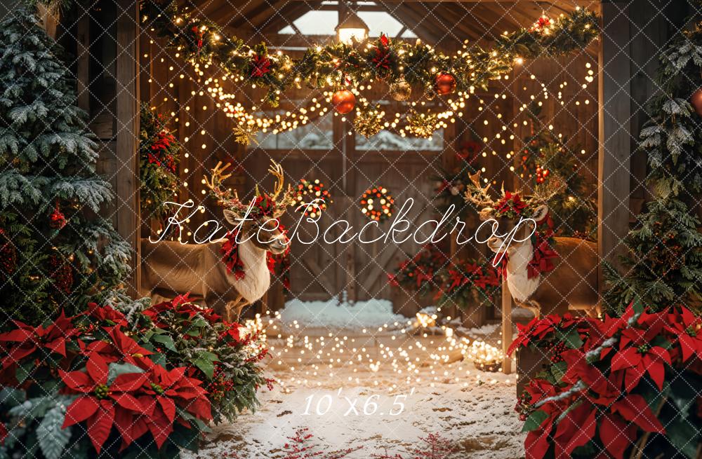 On Sale Kate Christmas Barn Elk Lights Backdrop Designed by Emetselch -UK