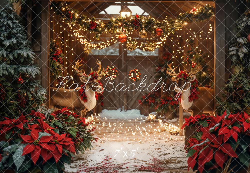 On Sale Kate Christmas Barn Elk Lights Backdrop Designed by Emetselch -UK