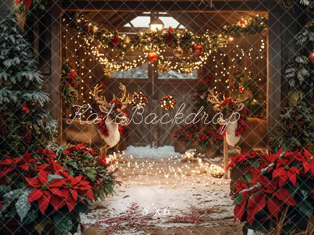 On Sale Kate Christmas Barn Elk Lights Backdrop Designed by Emetselch -UK