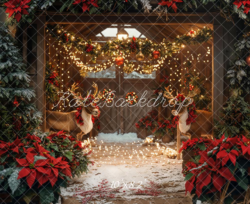 On Sale Kate Christmas Barn Elk Lights Backdrop Designed by Emetselch -UK