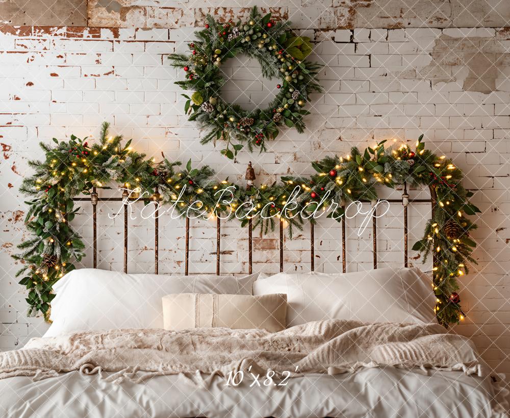 Kate Christmas White Headboard Wreath Backdrop Designed by Emetselch -UK