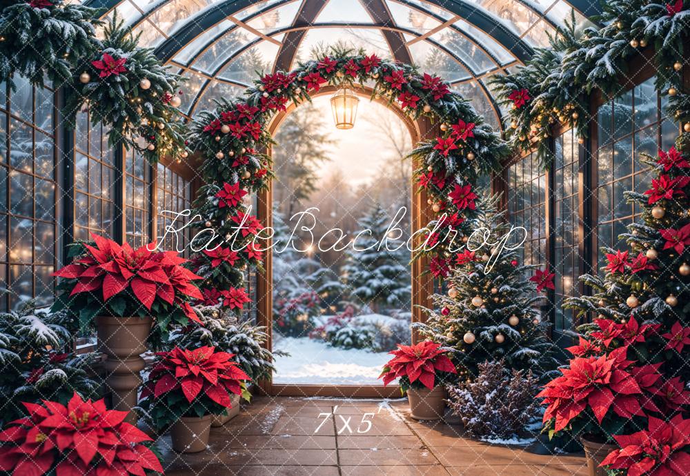 Kate Christmas Glass Greenhouse Plants Backdrop Designed by Emetselch -UK