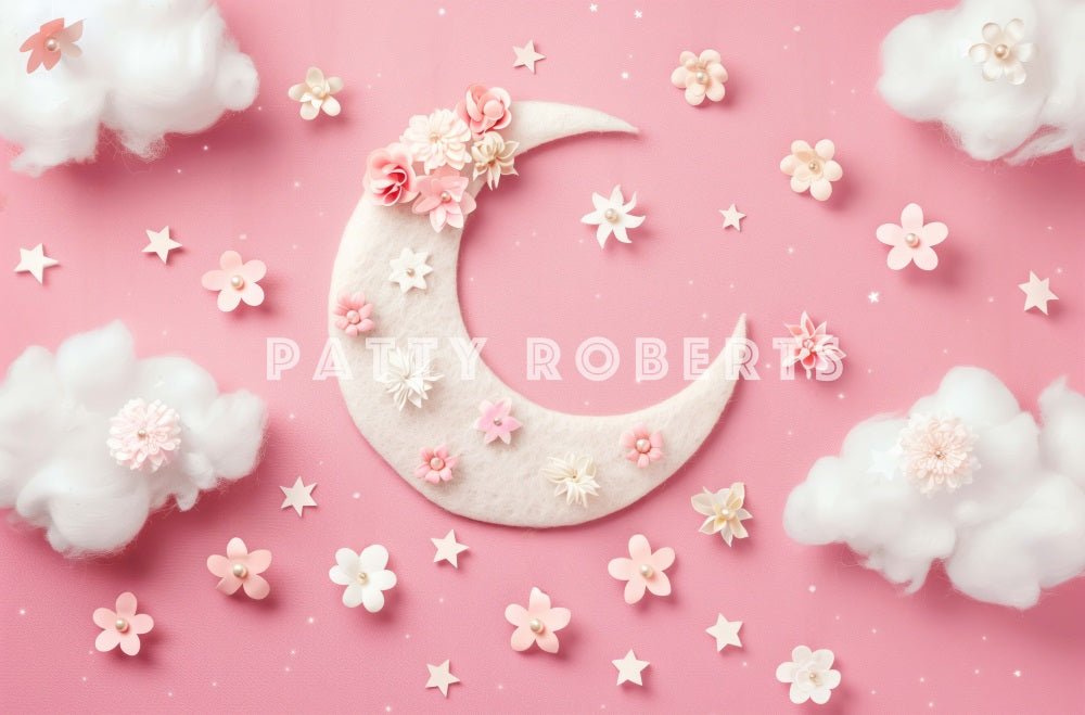 Kate Pink Moon And Flowers Backdrop Designed by Patty Robert