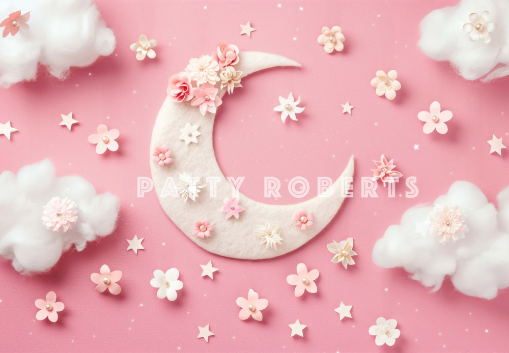 Kate Pink Moon And Flowers Backdrop Designed by Patty Robert