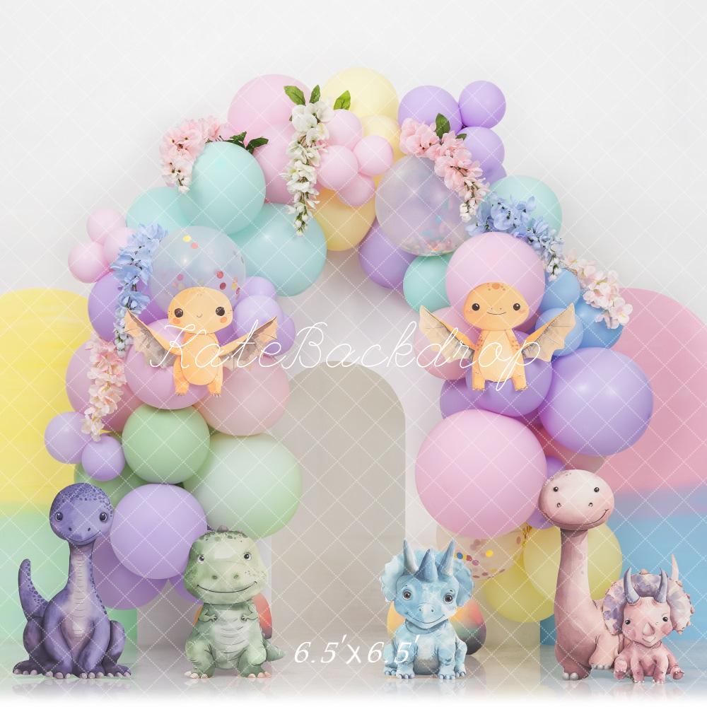 Kate Cake Smash Pastel Dino Plain Colorful Arch Backdrop Designed by Mini MakeBelieve -UK