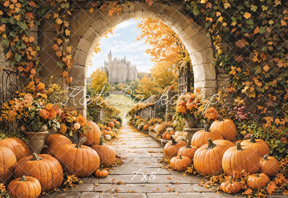 On Sale Kate Autumn Stone Arch Pumpkin Castle Backdrop Designed by Emetselch -UK