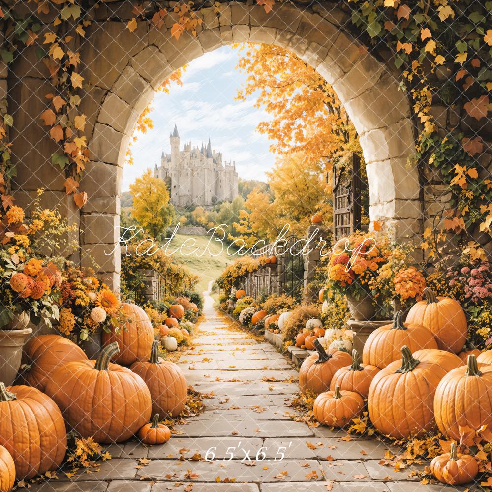 On Sale Kate Autumn Stone Arch Pumpkin Castle Backdrop Designed by Emetselch -UK