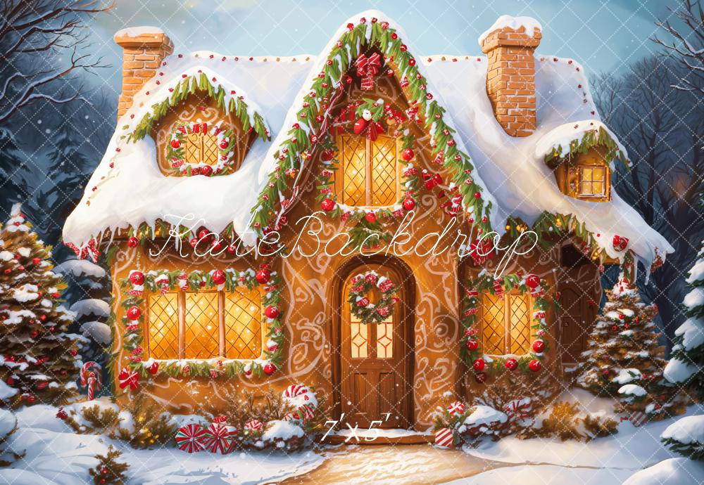 On Sale Kate Christmas Cartoon Cabin Snow Backdrop Designed by Emetselch -UK