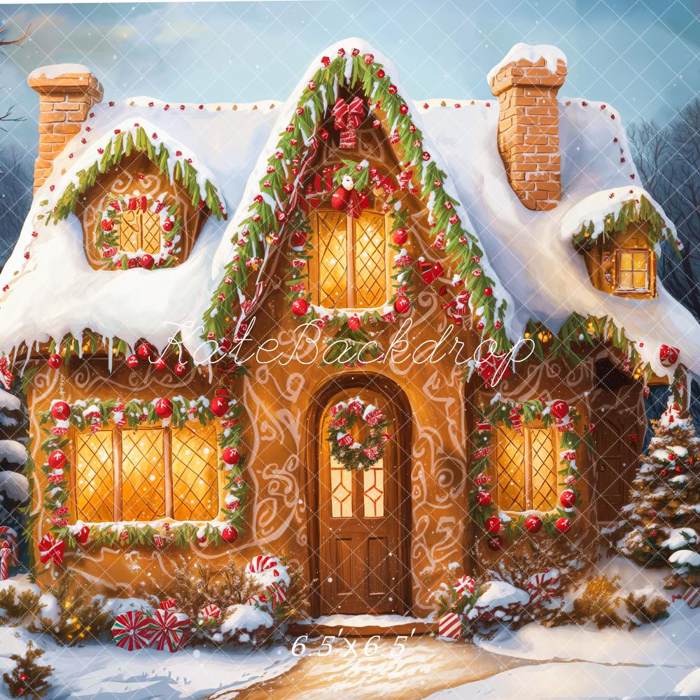 On Sale Kate Christmas Cartoon Cabin Snow Backdrop Designed by Emetselch -UK