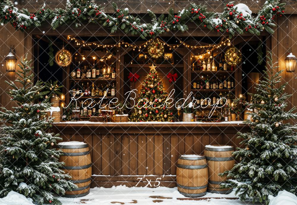 Kate Christmas Tree Wine Shop Snow Backdrop Designed by Emetselch -UK