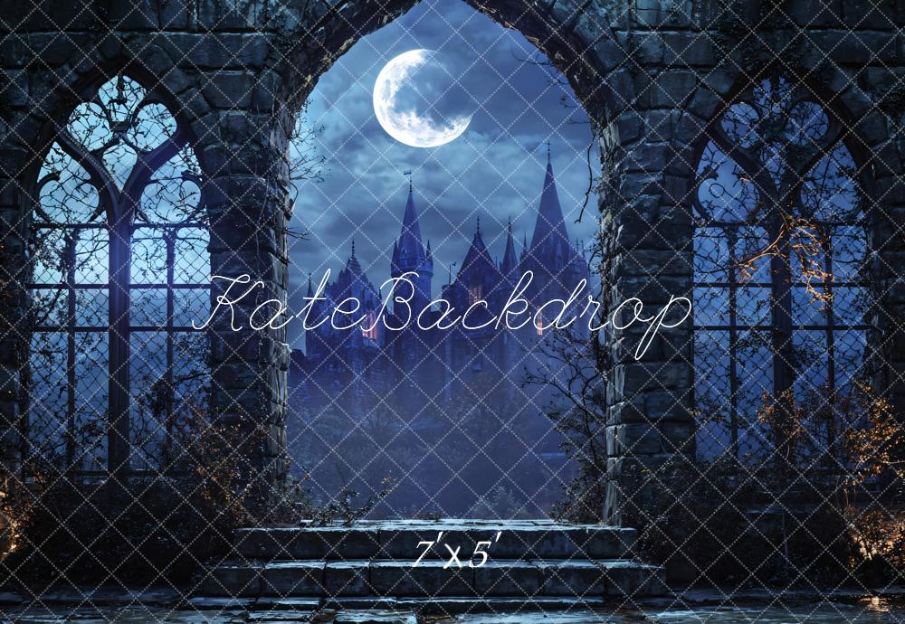 On Sale Kate Halloween Vintage Architecture Castle Night Backdrop Designed by Emetselch -UK