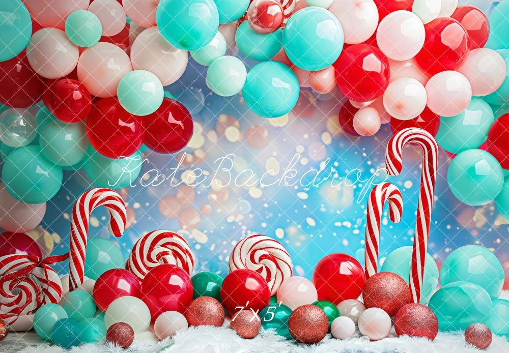 Kate Christmas Red Blue Balloon Arch Candy Cane Backdrop Designed by Patty Robert -UK