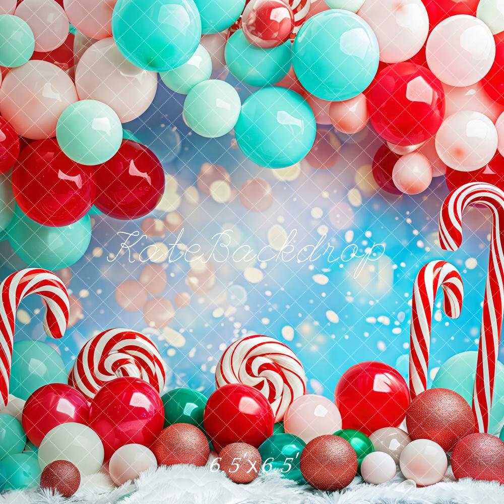 Kate Christmas Red Blue Balloon Arch Candy Cane Backdrop Designed by Patty Robert -UK