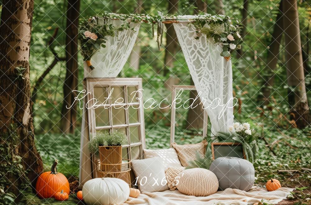 On Sale Kate Forest Nook Vintage Windows Pumpkins Backdrop Designed by Patty Robert -UK