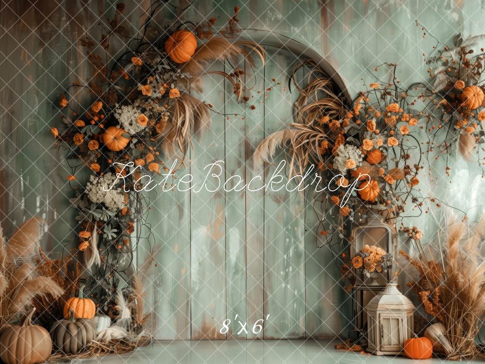 On Sale Kate Autumn Boho Green Wall Arch Pumpkins Backdrop Designed by Patty Robert -UK