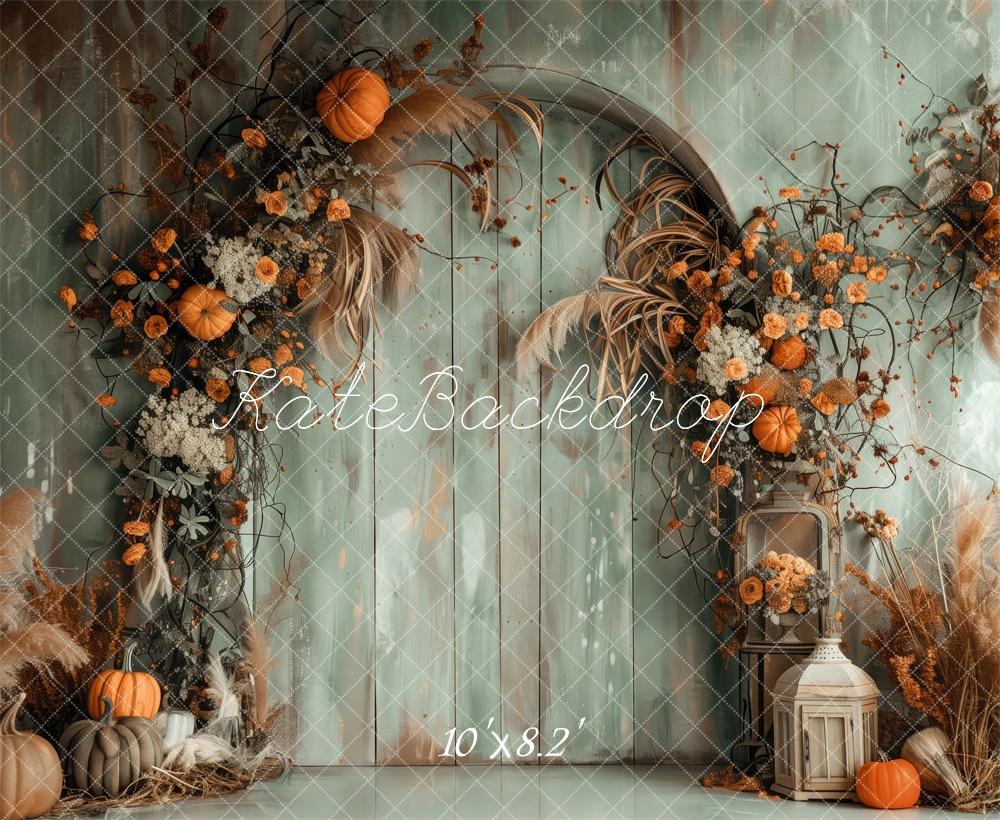 On Sale Kate Autumn Boho Green Wall Arch Pumpkins Backdrop Designed by Patty Robert -UK