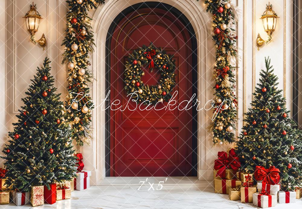 Kate Christmas Tree Red Door Arch Backdrop Designed by Emetselch -UK