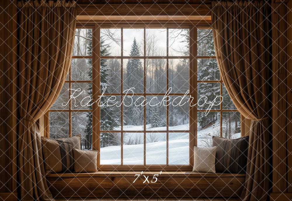 Kate Winter Window Snow Scene Backdrop Designed by Emetselch -UK