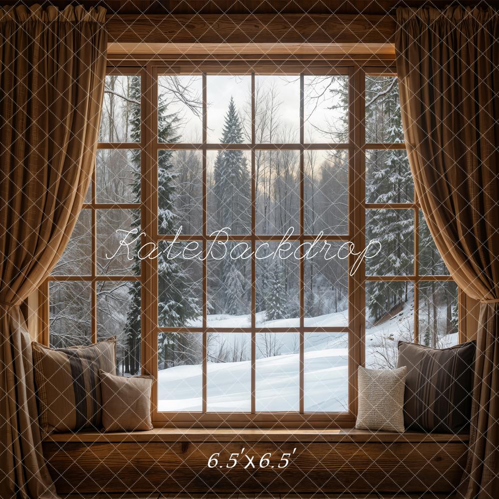 Kate Winter Window Snow Scene Backdrop Designed by Emetselch -UK