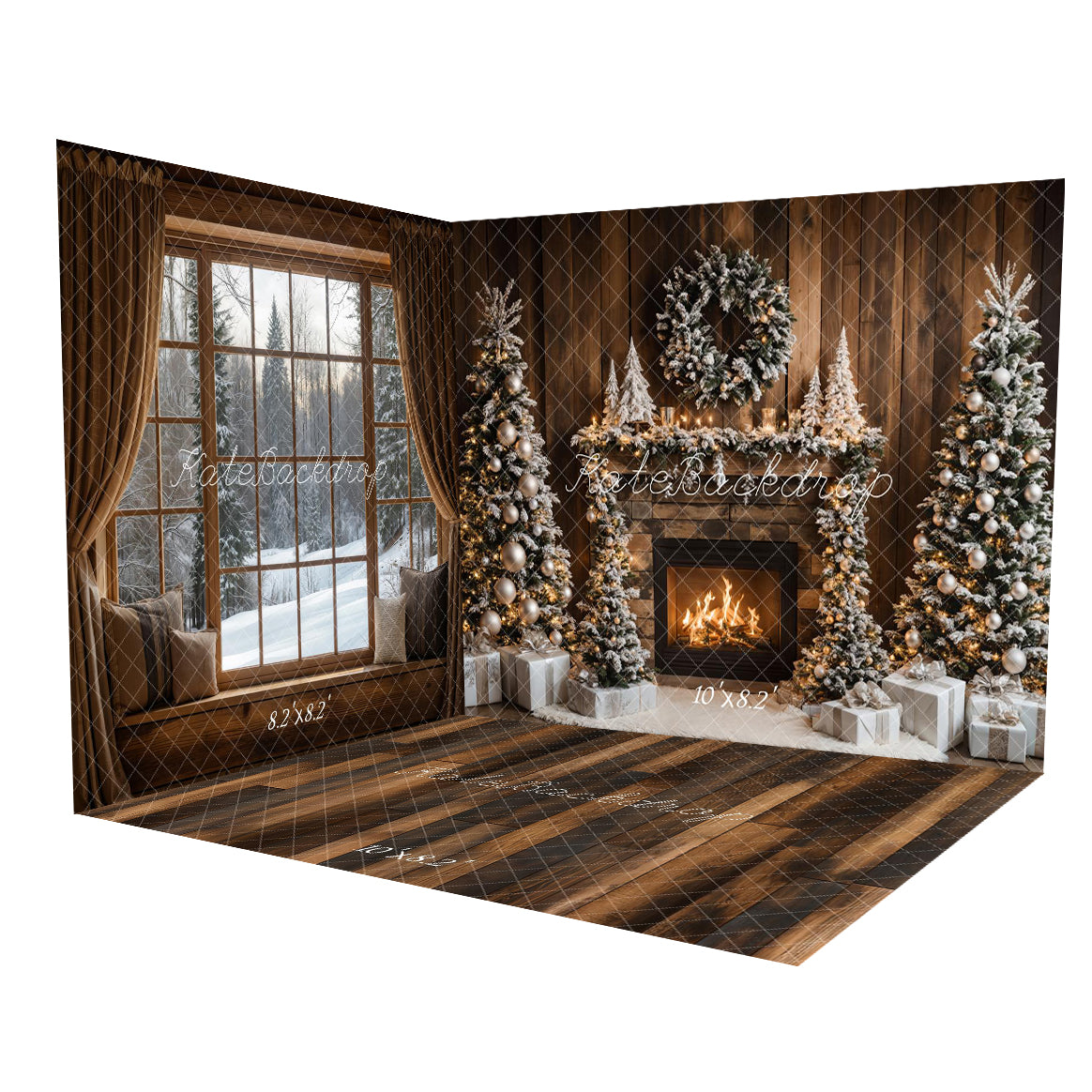 Kate Christmas Tree Fireplace Wood Wall Room Set -UK