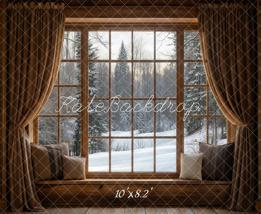 Kate Winter Window Snow Scene Backdrop Designed by Emetselch -UK