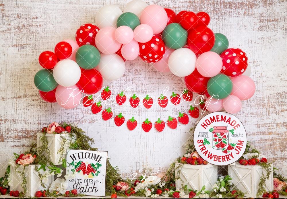 Kate Strawberry Red Balloon Arch Backdrop Designed by Megan Leigh Photography -UK