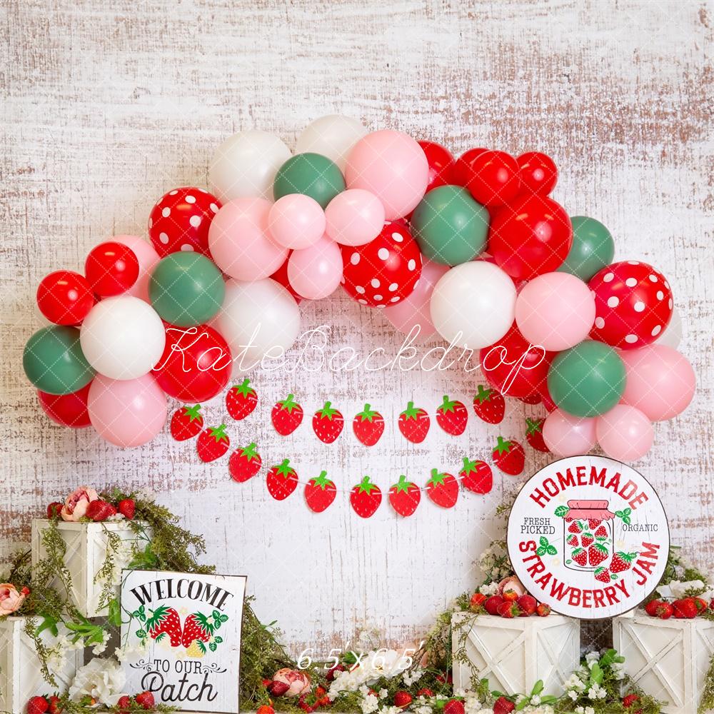 Kate Strawberry Red Balloon Arch Backdrop Designed by Megan Leigh Photography -UK