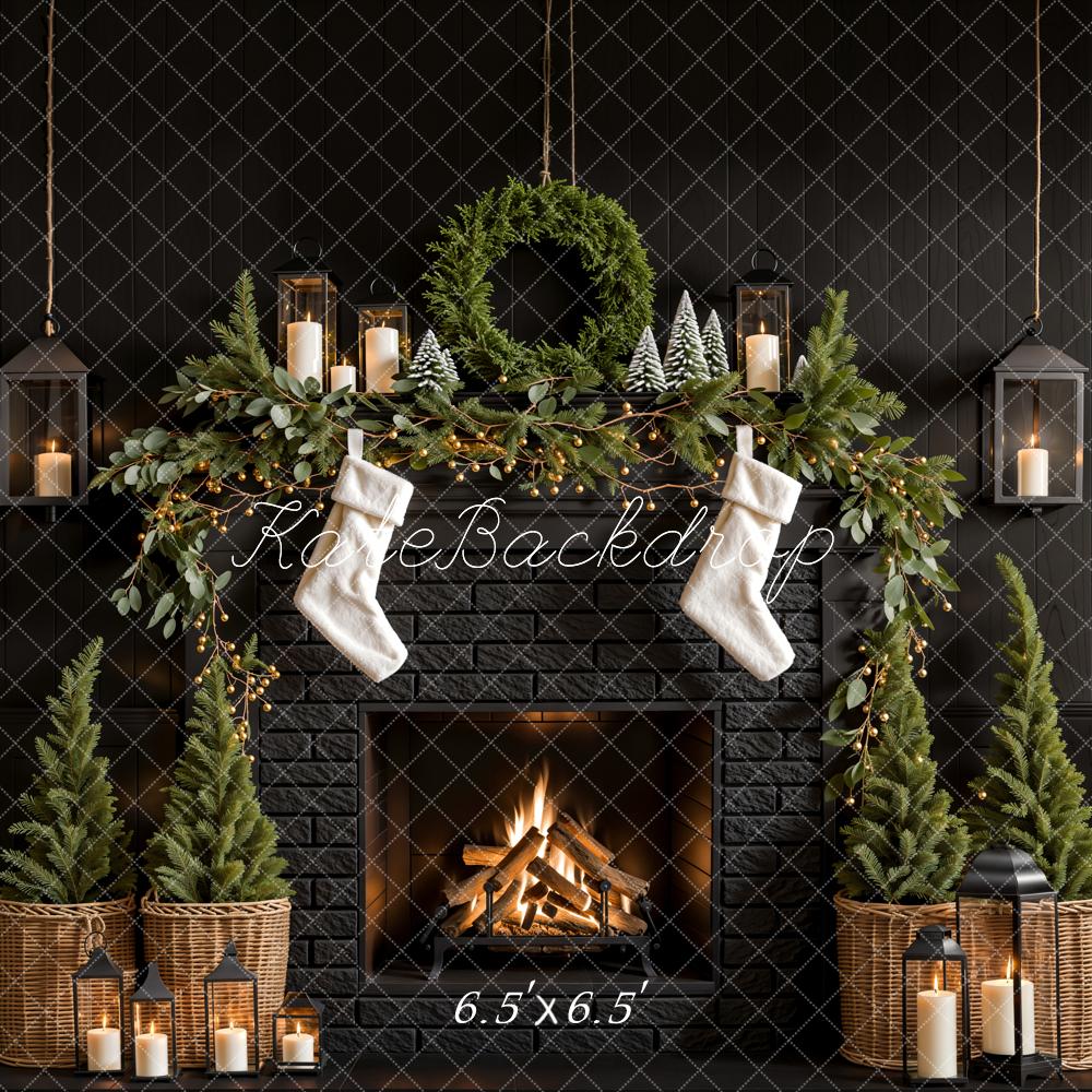 On Sale Kate Christmas Tree Fireplace Black Wall Backdrop Designed by Emetselch -UK