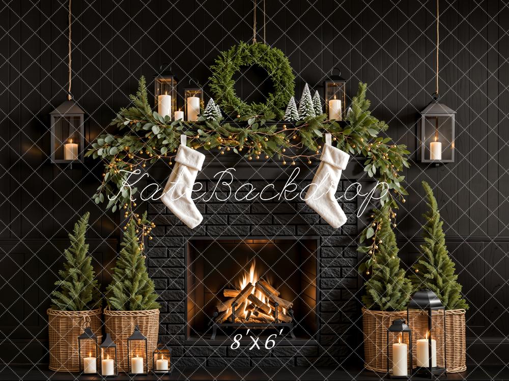 On Sale Kate Christmas Tree Fireplace Black Wall Backdrop Designed by Emetselch -UK