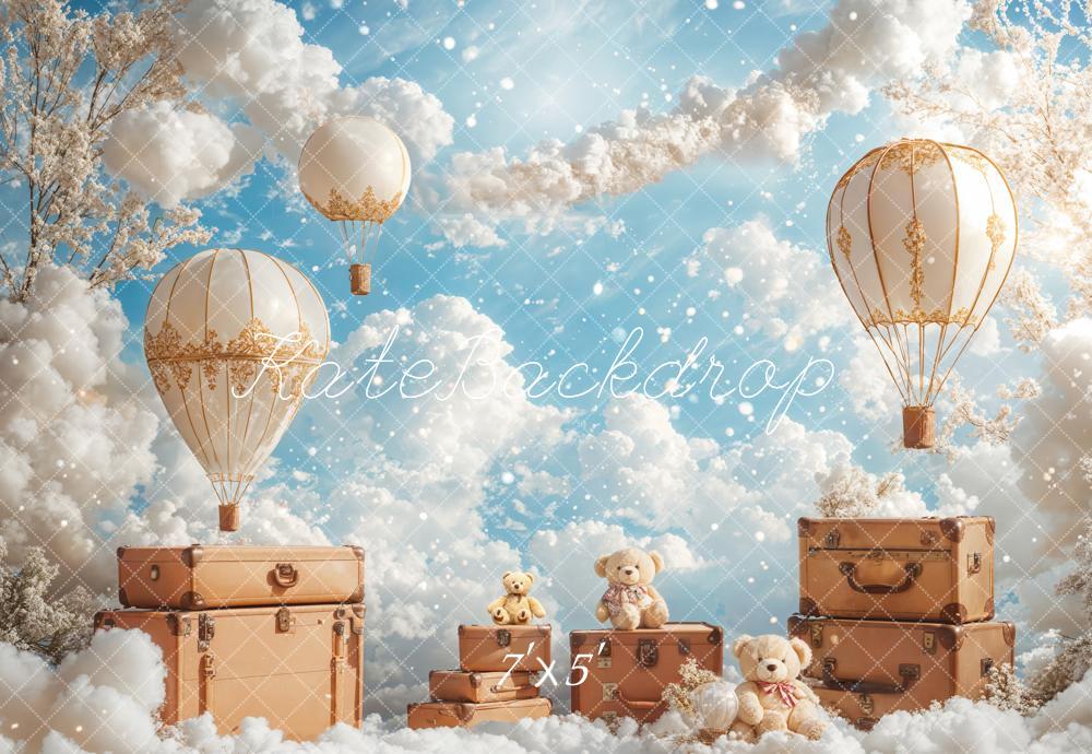 On Sale Kate Hot Air Balloons Clouds Travel Sky Backdrop Designed by Emetselch -UK