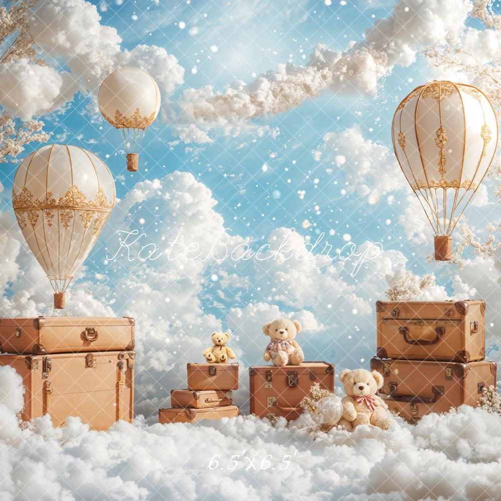 On Sale Kate Hot Air Balloons Clouds Travel Sky Backdrop Designed by Emetselch -UK