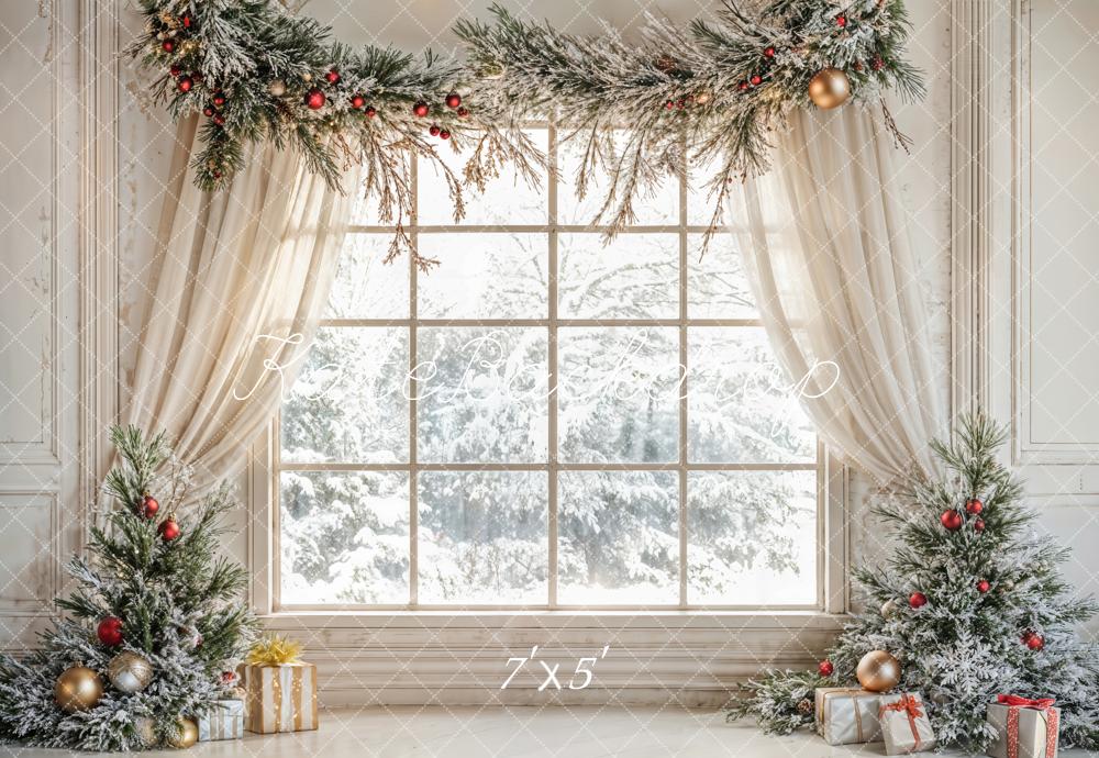 Lioghtning Deals Kate Christmas Tree Window White Curtains Backdrop Designed by Emetselch -UK