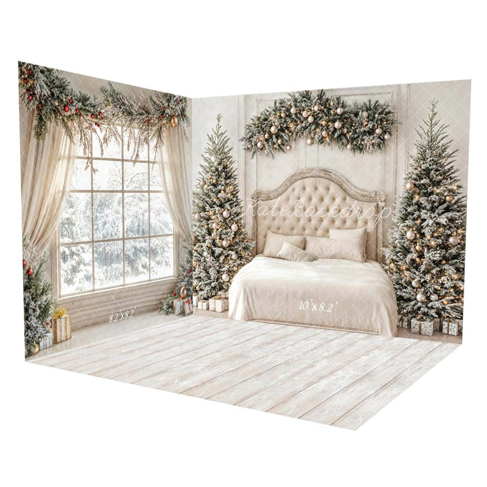 Kate Christmas Tree Headboard Bedroom White Curtains Room Set -UK