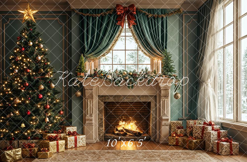 Kate Christmas Tree Fireplace Gifts Window Backdrop Designed by Emetselch -UK