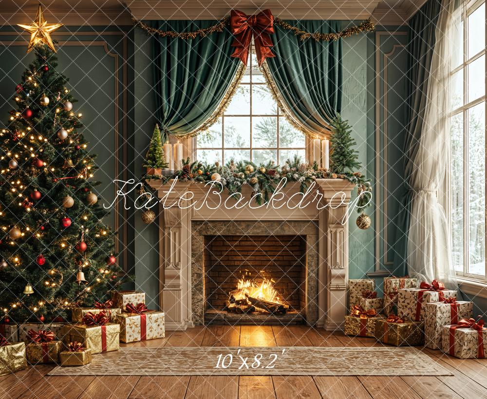 Kate Christmas Tree Fireplace Gifts Window Backdrop Designed by Emetselch -UK