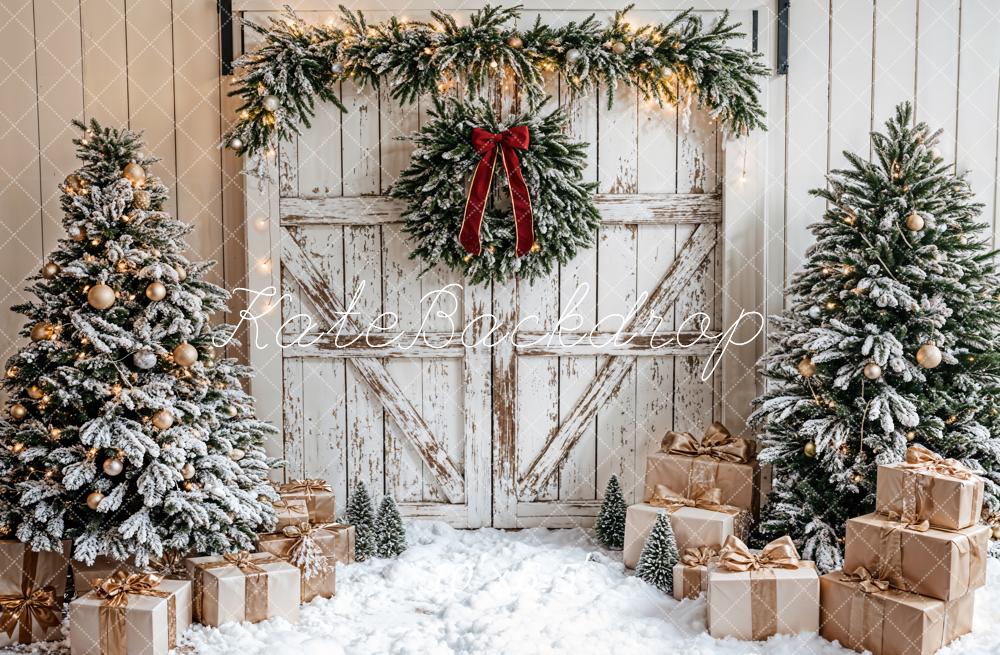 Kate Christmas Tree White Wooden Door Backdrop Designed by Emetselch -UK