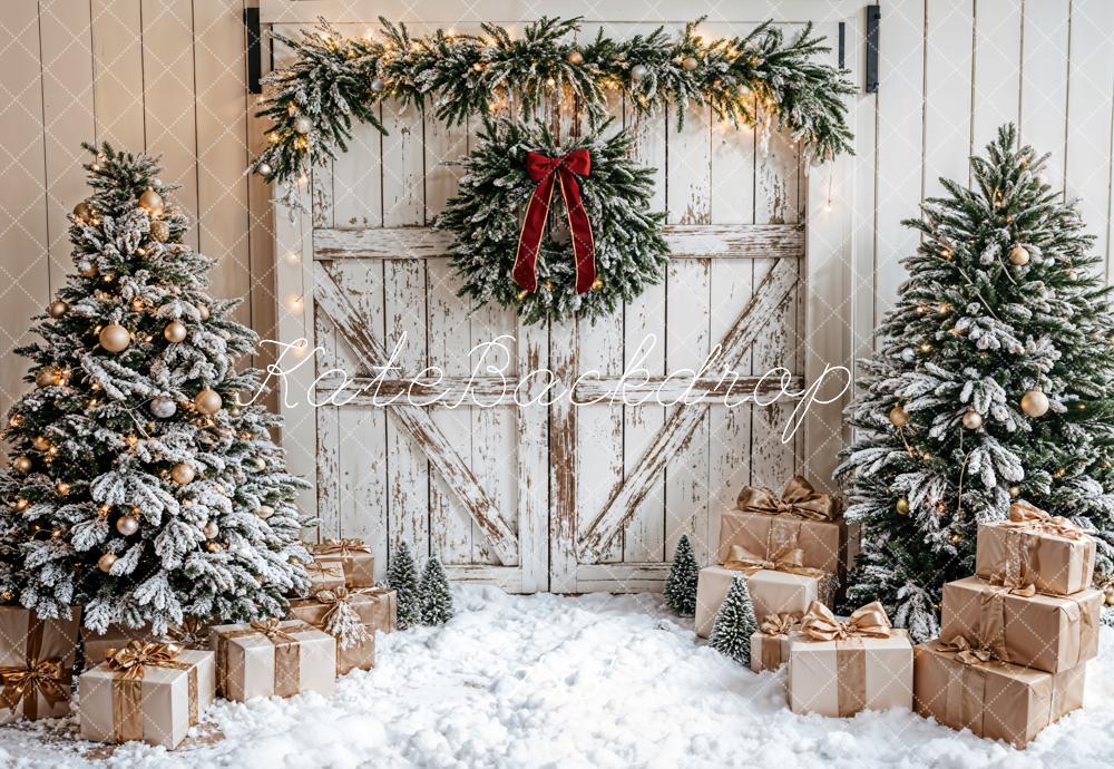 Kate Christmas Tree White Wooden Door Backdrop Designed by Emetselch -UK