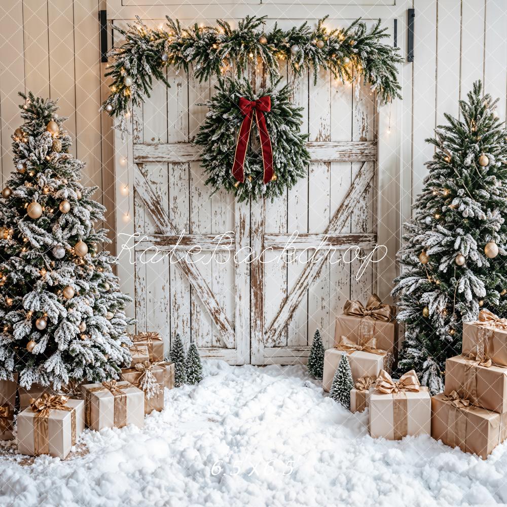 Kate Christmas Tree White Wooden Door Backdrop Designed by Emetselch -UK