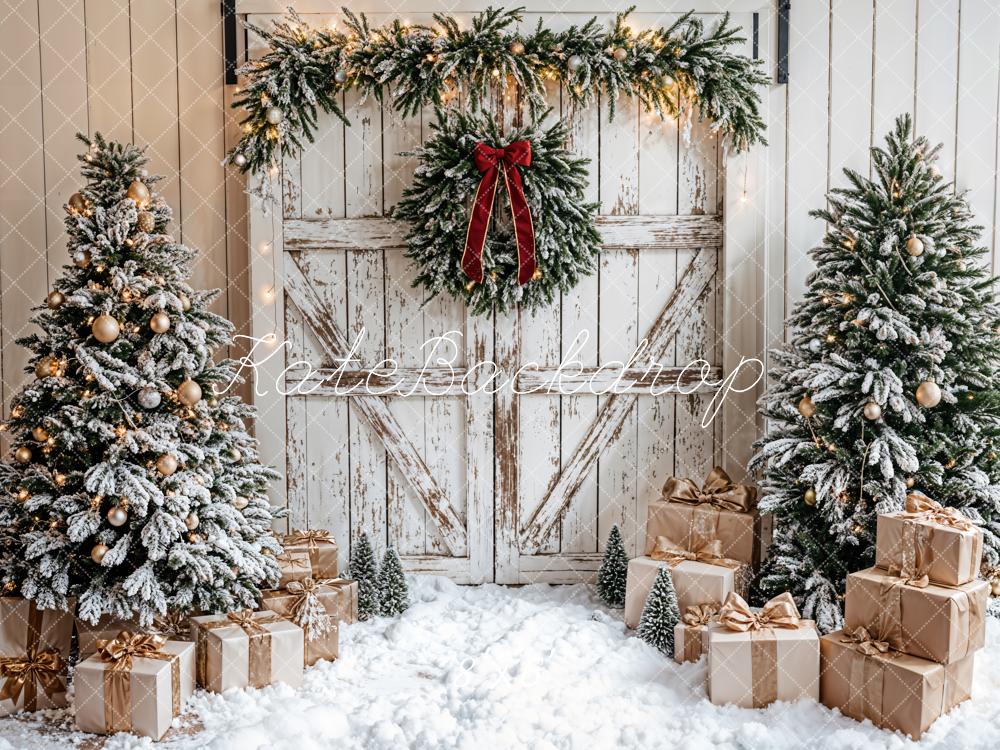 Kate Christmas Tree White Wooden Door Backdrop Designed by Emetselch -UK