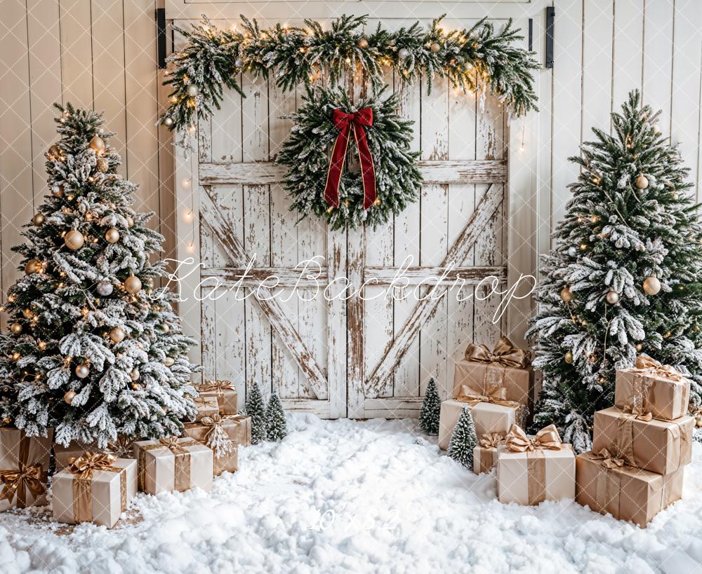 Kate Christmas Tree White Wooden Door Backdrop Designed by Emetselch -UK